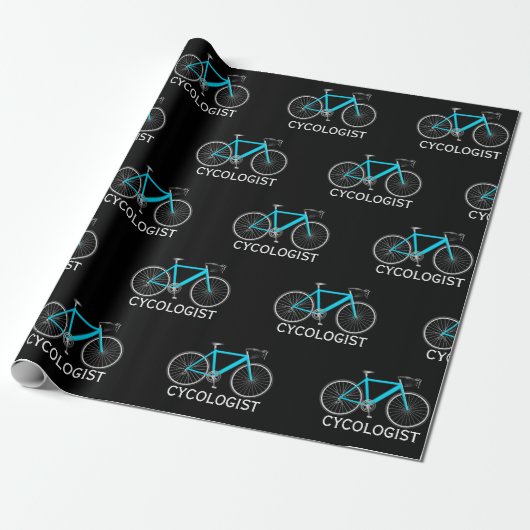 Turquoise Bicycle met Cycologistische tekst Cadeaupapier (Uitgerold)