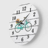  Turquoise Bicycle met Flowers Shiplap Grote Klok (Hoek)