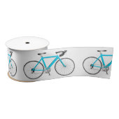 Turquoise Bicycle op White Satin Ribbon Satijnen Lint (Spoel)