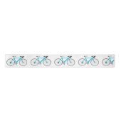 Turquoise Bicycle op White Satin Ribbon Satijnen Lint (Voorkant)