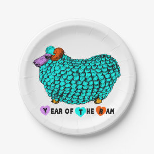 Turquoise Big Ram Chinese Zodiac paper bord