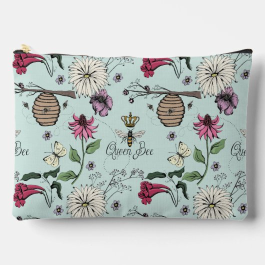 Turquoise bijenkoningin en gouden kroon etui (Voorkant)