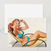 Turquoise Bikini Pin Up Briefkaart (Voorkant / Achterkant)