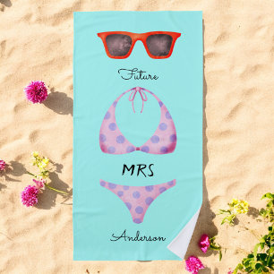 Turquoise Bikini Zonnebril Toekomstige Mrs Strandlaken