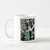Turquoise Birdhouse in Winter Koffiemok (Links)