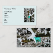 Turquoise Birdhouse in Winter Visitekaartje (Voorkant / Achterkant)