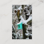 Turquoise Birdhouse in Winter Visitekaartje (Achterkant)