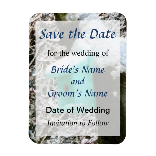 Turquoise Birdhouse Save the Date Magneet (Verticaal)