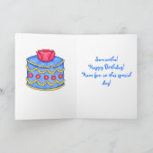Turquoise Birthday Kaart met blauwe Cake (Binnen)