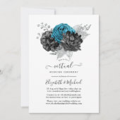 Turquoise, Black and Silver Virtual Wedding Kaart (Voorkant)