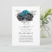 Turquoise, Black and Silver Virtual Wedding Kaart (Staand voorkant)