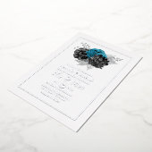 Turquoise, Black and Silver Wedding Folie Uitnodiging (Gedraaid)