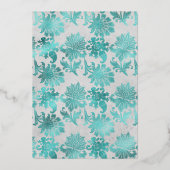 Turquoise, Black and Silver Wedding Folie Uitnodiging (Achterkant)