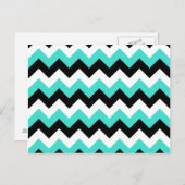 Turquoise Black and White Chevron Briefkaart (Voorkant / Achterkant)