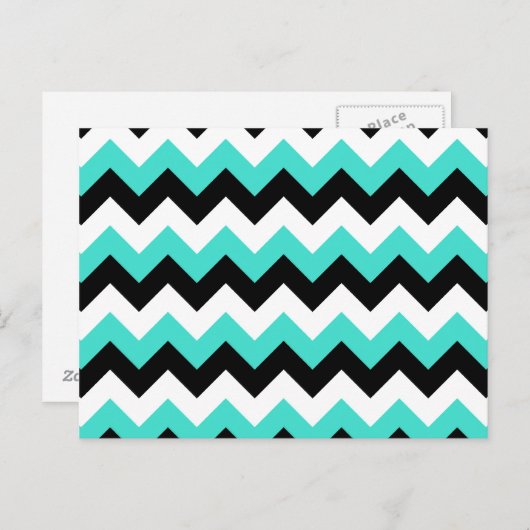 Turquoise Black and White Chevron Briefkaart (Voorkant / Achterkant)