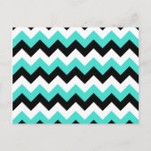 Turquoise Black and White Chevron Briefkaart (Voorkant)