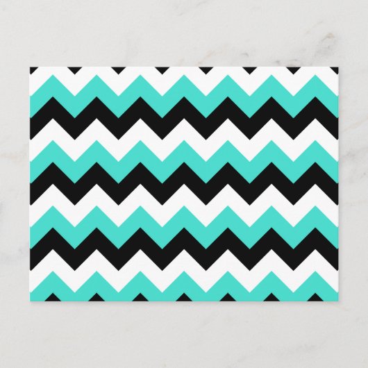 Turquoise Black and White Chevron Briefkaart (Voorkant)