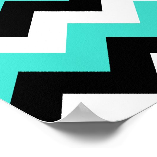 Turquoise Black and White Chevron Poster (Hoek)