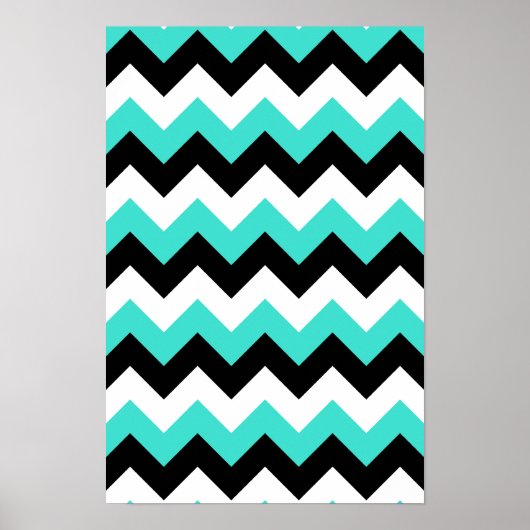 Turquoise Black and White Chevron Poster (Voorkant)