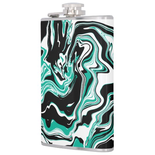 Turquoise, Black and White Marble Fluid Art Heupfles (Links)