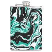 Turquoise, Black and White Marble Fluid Art Heupfles (Voorkant)