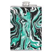 Turquoise, Black and White Marble Fluid Art Heupfles (Achterkant)
