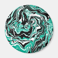 Turquoise, Black and White Marble Fluid Art