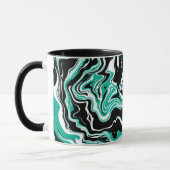 Turquoise, Black and White Marble Fluid Art Mok (Links)