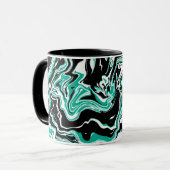 Turquoise, Black and White Marble Fluid Art Mok (Voorkant links)