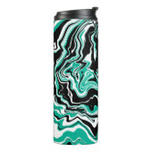 Turquoise, Black and White Marble Fluid Art Thermosbeker (Gedraaid links)