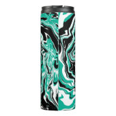 Turquoise, Black and White Marble Fluid Art Thermosbeker (Achterkant)