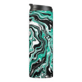 Turquoise, Black and White Marble Fluid Art Thermosbeker (Geroteerd rechts)