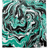 Turquoise, Black and White Swirls Marble like Douchegordijn (Voorkant)