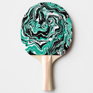 Turquoise, Black and White Swirls Marble like Tafeltennisbatje