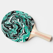 Turquoise, Black and White Swirls Marble like Tafeltennisbatje (Zijkant)