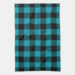 Turquoise Black Buffalo Check Pset Rustic Theedoek