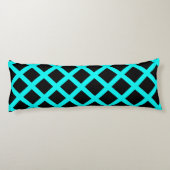 Turquoise Black Checker Diamond Stripes Patroon Lichaamskussen (Achterkant)