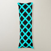 Turquoise Black Checker Diamond Stripes Patroon Lichaamskussen (Voorkant Verticaal)