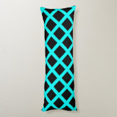 Turquoise Black Checker Diamond Stripes Patroon Lichaamskussen (Achterkant (Verticaal))