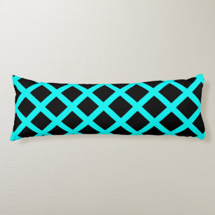 Turquoise Black Checker Diamond Stripes Patroon Lichaamskussen