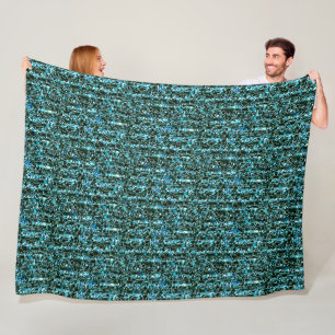 Turquoise & Black Cheetah Print Fleece Blanket