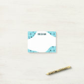 Turquoise Black Cool Stars Naam toevoegen Post-it® Notes (Op bureau)