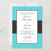 Turquoise Black Damask Magnetic Wedding Invites Magnetische Uitnodiging (Voorkant)