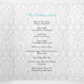 Turquoise Black Damask Tri-Fold Wedding Programma (Binnenkant midden)