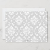 Turquoise Black Damask Wedding Invitation Monogram Kaart (Achterkant)