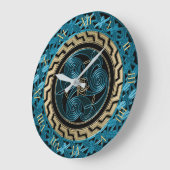 Turquoise Black en Gold Celtic Trisemmerlock Grote Klok (Hoek)