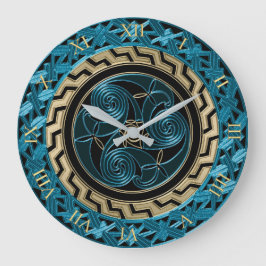 Turquoise Black en Gold Celtic Trisemmerlock Grote Klok