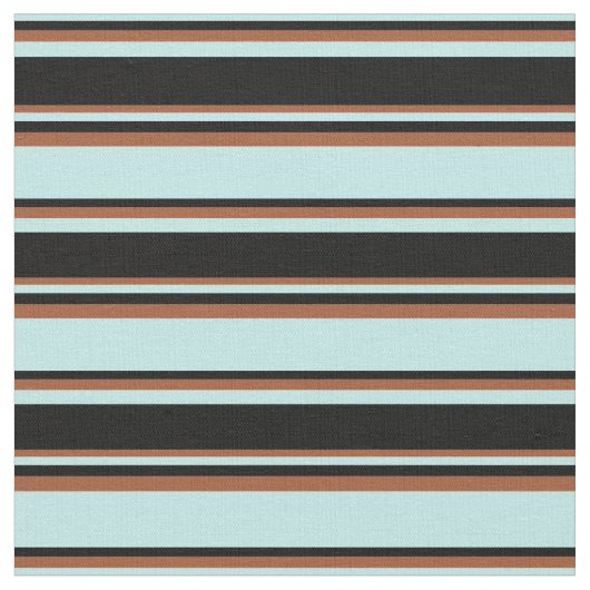 Turquoise, Black en Sienna Pattern of Stripes Stof (Close Up)