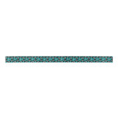 Turquoise Black en White Batik Flowers Satijnen Lint (Voorkant)