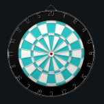Turquoise Black en White Dartbord<br><div class="desc">Turquoise Black en White Dart Board</div>